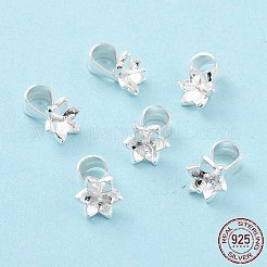 スターリングシルバーペグベイル925個  ペグベイルでベイルにスナップ  花  銀  7x7mm  ピン：0.8mm&nbsp;STER-Z001-020S