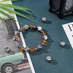 304ステンレススチールビーズ10個  サイコロ  ステンレス鋼色  10x10x10mm  穴：2mm&nbsp;STAS-UN0025-38