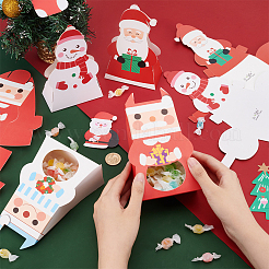 クリスマス折りたたみギフトボックス24個、4スタイル  窓付き  プレゼント用キャンディークッキー  ミックスカラー  10~10.3x5~10.6x15.6~16.9cm  6個/スタイル&nbsp;CON-BC0007-09
