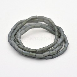 レインボーメッキカット加工立方体ガラスビーズ連売り  艶消し  ライトスチールブルー  5x3x3mm  穴：1mm  約100個/連  18.8インチ&nbsp;EGLA-J055-2x4mm-FR05