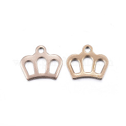 304ステンレスペンダント  クラウンチャーム  ミックスカラー  8.5x10x1mm  穴：1mm&nbsp;STAS-H357-04