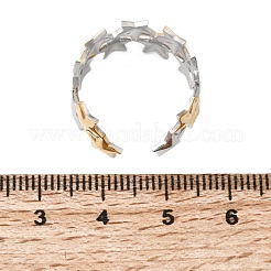 304ステンレススチールカフオープンリング  スター  イオンプレーティング（ip）  ゴールデン·ステンレス鋼色  10mm  usサイズ6（16.5mm）&nbsp;RJEW-P192-05A
