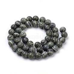 天然緑のゼブラジャスパービーズ連売り  ラウンド  6~7mm  穴：1mm  約62個/連  15.35インチ&nbsp;G-S259-34-6mm