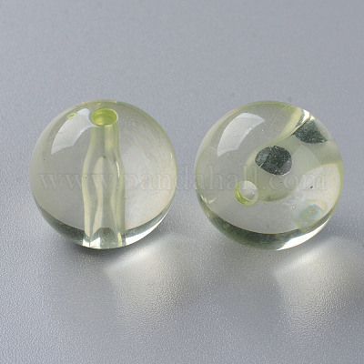透明なアクリルビーズ  ラウンド  淡黄色  20x19mm  穴：3mm  約111個/500g&nbsp;MACR-S370-A20mm-728-1