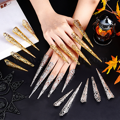 10 Stück Finger-Nagelspitzenringe Silber – Antik-Königin-Krallen Für Halloween & Cosplay
