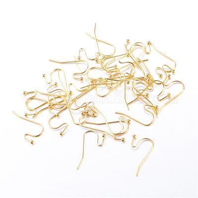アイアン製ピアスフック  ニッケルフリー  ゴールドカラー  19x13mm  20ゲージ  ピン：0.8mm&nbsp;IFIN-T001-05G-NF-1