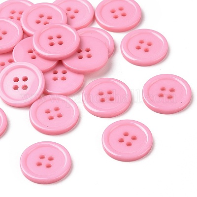 樹脂ボタン  染め  フラットラウンド  ピンク  20x3mm  穴：2mm  195個/袋&nbsp;RESI-D030-20mm-05-1