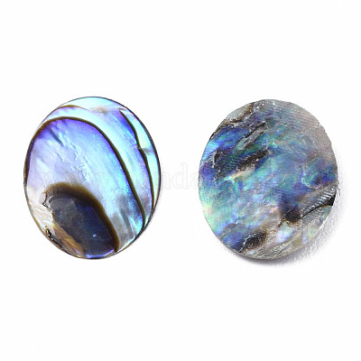 天然アワビシェル/パウアシェルカボション  オーバル  カラフル  10x8x1mm&nbsp;SSHEL-N034-118-1