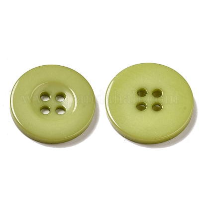 樹脂ボタン  染め  フラットラウンド  ダークシーグリーン  20x3mm&nbsp;RESI-D033-20mm-08-1