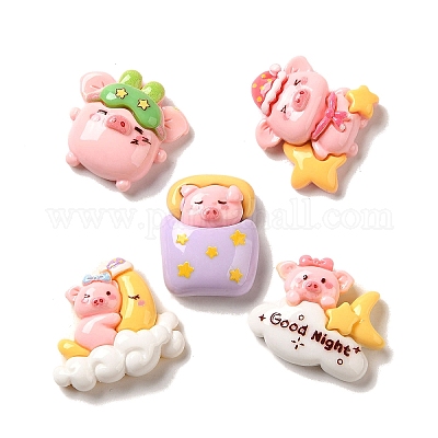 Pig Theme Opaque Resin Decoden Cabochons&nbsp;RESI-E053-04-1