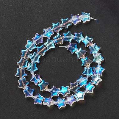 透明なガラスビーズ連  スター  透明  10x10x4mm  穴：0.8mm  約40個/連  13.39~14.17インチ（34~36cm）&nbsp;GLAA-K057-01K-1