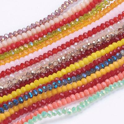 ガラスビーズ連売り  多面カット  ロンデル  混合スタイル  ミックスカラー  3x2mm  穴：0.8mm  約135~140個/連  11.81~13.38インチ（30~34cm）&nbsp;GLAA-F078-1