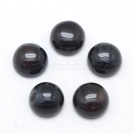 天然石黒瑪瑙カボション  フラットラウンド  染め＆加熱  8x3~4mm&nbsp;G-E492-H-15-1