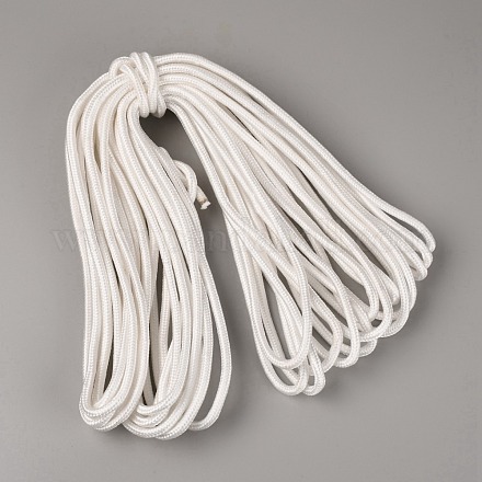 編み込みナイロン編み糸  ラウンド  ホワイト  5.5~6.5mm&nbsp;NWIR-WH0009-27D-1