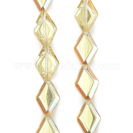 Electroplate UV Plating Glass Beads Strands EGLA-B010-01A-HP02-1