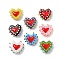 Baking Paint Glass Bumpy Beads Heart, with Enamel, Mixed Color, 16~17x18x7mm, Hole: 1.2mm