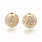 Alloy Bead, with Rhinestone, Round, Crystal, Golden, 9.5x9.5mm, Hole: 1.5mm