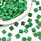 2-Hole Glass Seed Beads, Antique Style, Square, Green, 5x4.5~5.5x2~2.5mm, Hole: 0.5~0.8mm