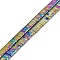 Electroplated Non-magnetic Synthetic Hematite Beads Strands, Rectangle, 2-Hole, Rainbow Plated, 5x2x2mm, Hole: 0.8mm, about 190~195pcs/strand, 15.55~16.73(39.5~42.5cm)
