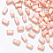 FGB 2-Hole Baking Paint Glass Seed Beads, AB Color Plated, Rectangle, Light Salmon, 4.5~5.5x2x2~2.5mm, Hole: 0.5~0.8mm, about 2000pcs/bag