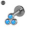 G23 Titanium Threadless Labrets, with Imitation Opal, Stainless Steel Color, Triangle, 8mm, Pin: 1.2mm