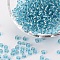 (Repacking Service Available) 6/0 Glass Seed Beads, Silver Lined Round Hole, Round, Pale Turquoise, 4mm, Hole: 1.5mm, about 12G/bag