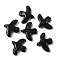 Baking Paint Glass Beads, Peace Dove, Black, 34x42x9mm, Hole: 1.6mm