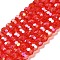 Transparent Glass Beads, 32 Facets, AB Color Plated, Round, Red, 6x5.5mm, Hole: 1.2mm, about 91pcs/strand, 19.29''(49cm)