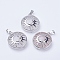 Natural Quartz Crystal Pendants, with Brass Findings, Flat Round with Sun & Moon, Platinum, 31x27.5x8mm, Hole: 5x7mm