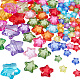 100個透明アクリルビーズ  スター  ミックスカラー  12~26.5x11~28x.5x8~13mm  穴：2~3mm  100個/セット&nbsp;TACR-NB0001-34-1