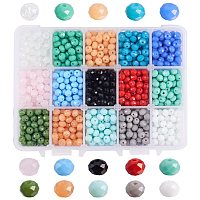 ファセット付きのランデルガラスビーズ  ミックスカラー  6x4mm  穴：1mm  約100~120PCS /カラー  約1500~1800個/箱&nbsp;GLAA-PH0007-12