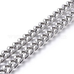 Tarnish Resistant 304 Stainless Steel Curb Chains, Twisted link Chains, Unwelded, Stainless Steel Color, 8mm, Link: 10x8x2mm