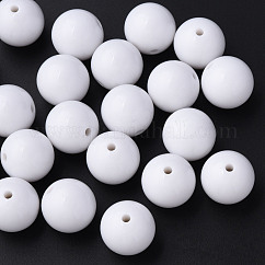 不透明なアクリルビーズ  ラウンド  ホワイト  20x19mm  穴：3mm  約111個/500g