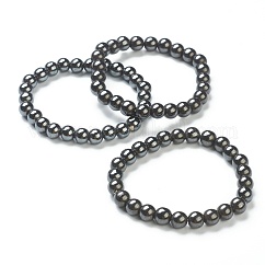 合成非磁性ヘマタイトビーズのストレッチブレスレット  ラウンド  ビーズ：8~8.5mm  内径：2-1/8インチ（5.5cm）