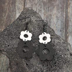 Flower Alloy Wood Dangle Earrings&nbsp;FS-WGFCC0C-01