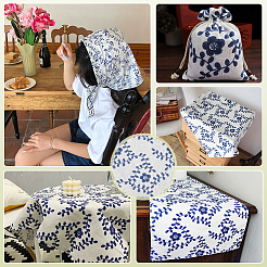 黄麻布  青と​​白の磁器  服装アクセサリー  ダークブルー  3000x1540x0.3mm&nbsp;DIY-WH0589-85