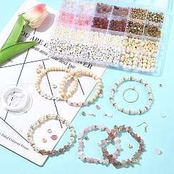 DIYイヤリング/ブレスレット作りキット  宝石、アクリル、CCB、ABSプラスチックビーズを含む  鉄丸カン  真鍮製フープピアスパーツ  鉄のピアスフック  タッセルペンダントと伸縮性のある糸  ミックスカラー  5~8x5~8mm  穴：1mm&nbsp;DIY-FS0009-94