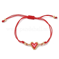 Glass Seed Beads Heart Link Bracelets&nbsp;BJEW-MZ00217-05