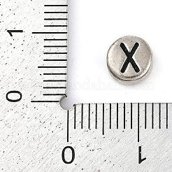 スターリングシルバーのフラットラウンド925個、文字ビーズ付き  スタンプ925個付き  アンティークシルバー  文字x  6.5x3mm  穴：1.2mm&nbsp;LS-STER-G044-01AS-X