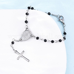 Glass Beads Rosary Bracelets&nbsp;BJEW-A032-04P-01