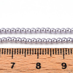 ベーキングペイントパール化ガラスパールビーズ連売り  ラウンド  ラベンダー  2mm  穴：0.6mm  約200~201個/連  15.75インチ（40cm）&nbsp;HY-N002-2mm-A04