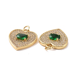Heart Brass Micro Pave Cubic Zirconia Pendants&nbsp;KK-G435-01G