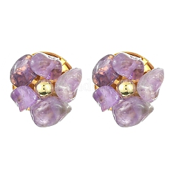 Natural Mixed Gemstone Chips Beaded Flower Stud Earrings&nbsp;EJEW-JE05282