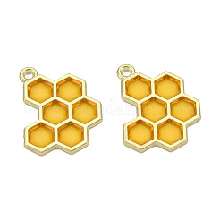 エポキシ樹脂ペンダント  環境に優しい合金のパーツ  カドミウムフリーと鉛フリー＆ニッケルフリー  ハニカム  ゴールデンロッド  21x17.5x1.5mm  穴：1.6mm&nbsp;X-RESI-Q213-001-NR