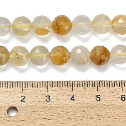 グレードAの天然イエローヘマトイドクォーツビーズ連売り  ファセット（128ファセット）  ラウンド  8mm  穴：0.7mm  約48個/連  15.35インチ（39cm）&nbsp;G-L642-F04-8mm