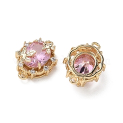 Brass Micro Pave Cubic Zirconia Connector Charms&nbsp;KK-P355-12G-03