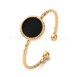 304 Stainless Steel Enamel Adjustable Cuff Rings for Women&nbsp;RJEW-F194-06G