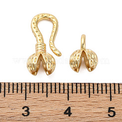 真鍮製S字クラスプ  ニッケルフリー  花  14KGP本金メッキ  22mm  クラスプ：16x8x5.5mm  穴：2mm  花：9x6.5x5.5mm  穴：2mm&nbsp;KK-K381-22G-02