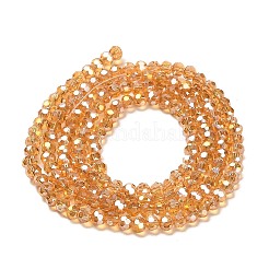 透明ガラスビーズ  32ファセット  ABカラーメッキ  ラウンド  砂茶色  3.5x3mm  穴：1mm  約163~166個/連  50~51cm&nbsp;LS-EGLA-A035-T3mm-B17