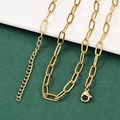 Ion Plating(IP) 304 Stainless Steel Paperclip Chain Necklace for Women&nbsp;NJEW-C011-03G